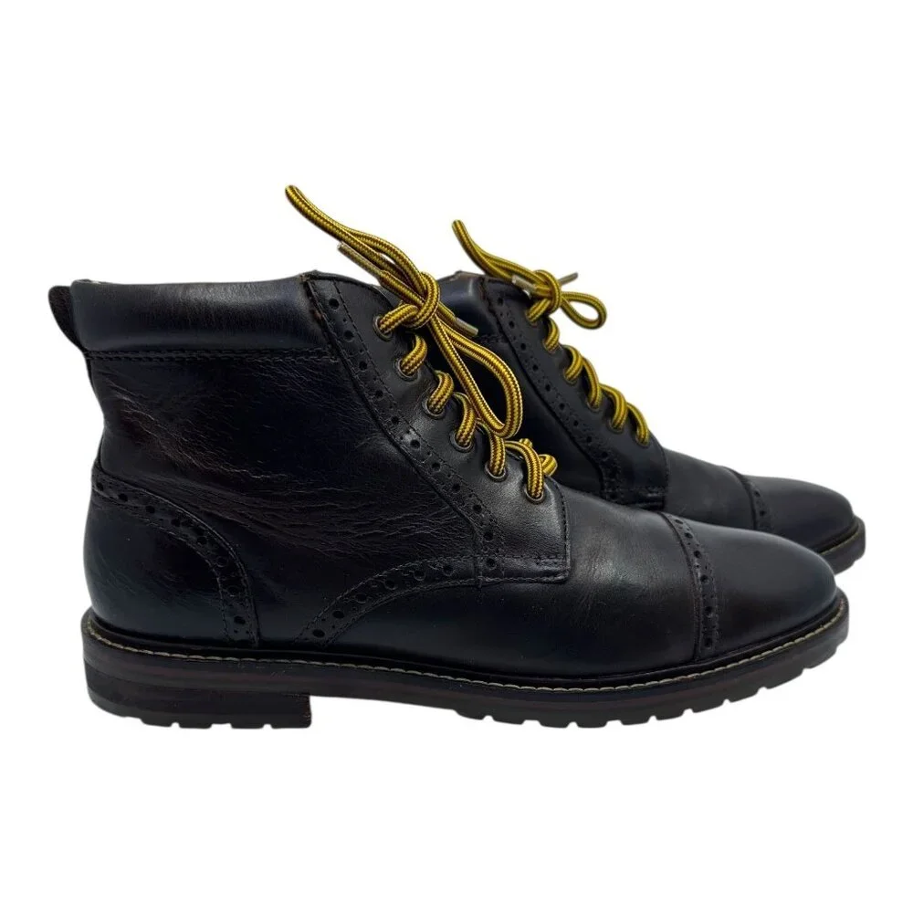 Florsheim Fenway Brogue Cap-Toe‎ Boots Sz 9D Brown Design Cap Toe Preowned